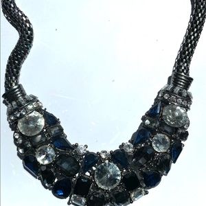 Grey/Navy Crystal Bib Necklace